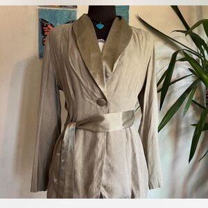 Elegant Beige Long Coat with Belt